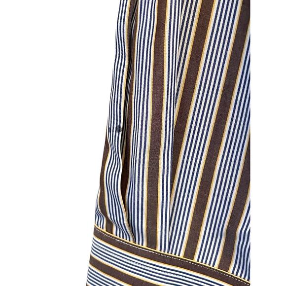 Paul Fredrick Button Up Shirt Men Size Large Tall‎ Brown Blue Stripe 100% Cotton - Picture 6 of 6